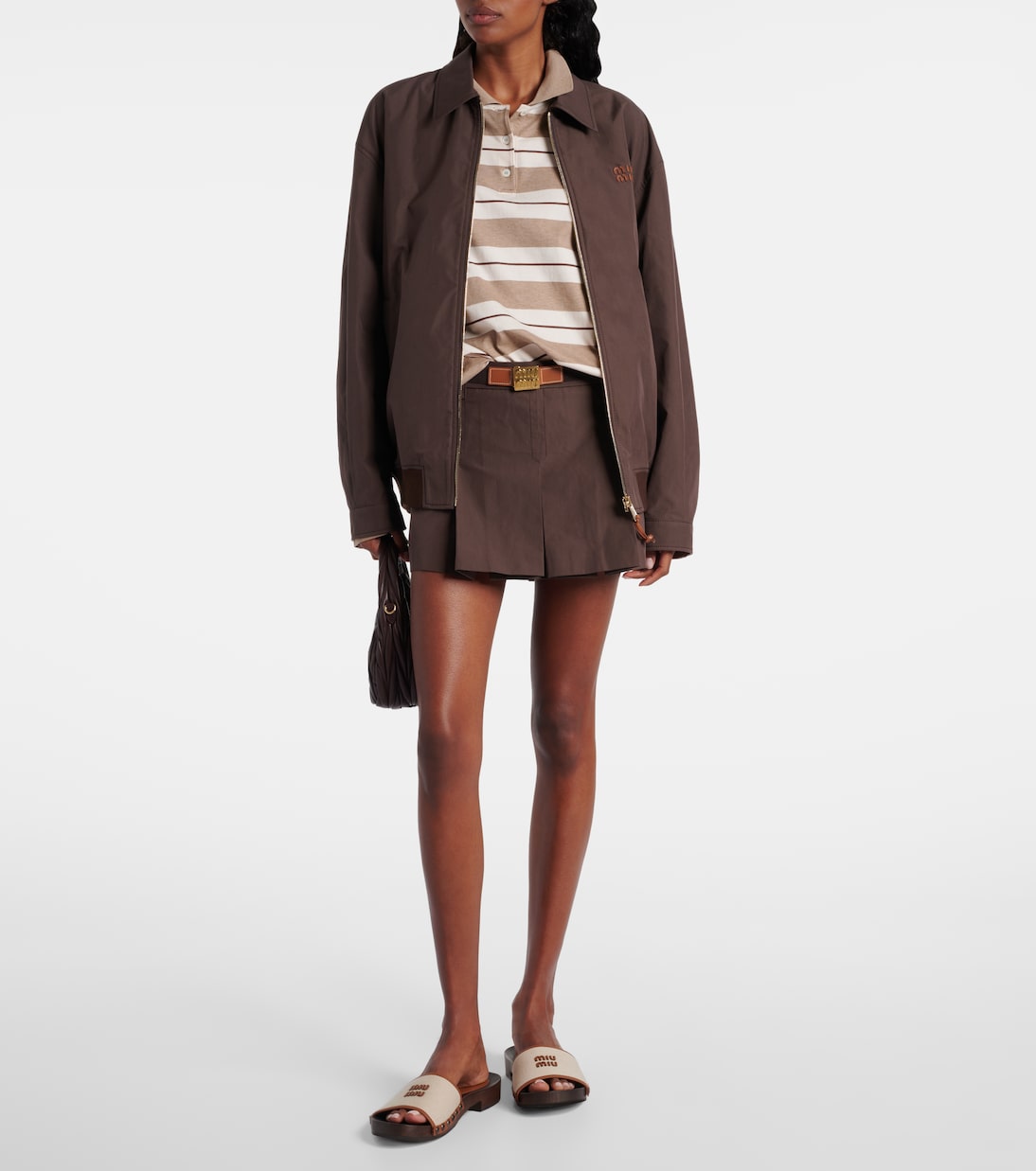 Logo leather-trimmed canvas clogs | Miu Miu