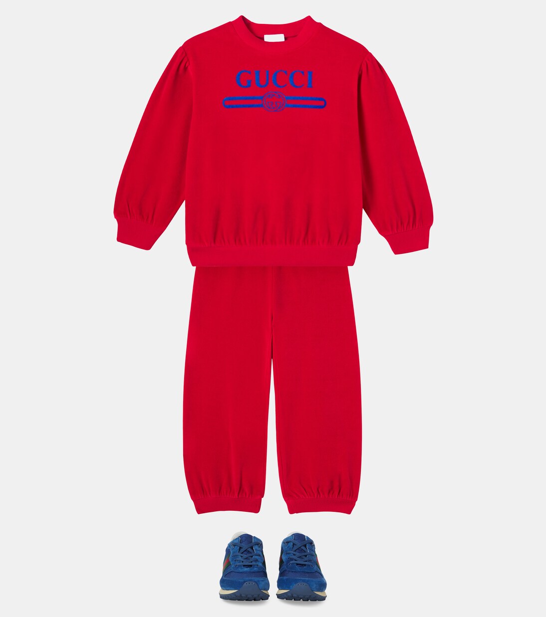 Embroidered cotton-blend velvet sweatpants | Gucci Kids