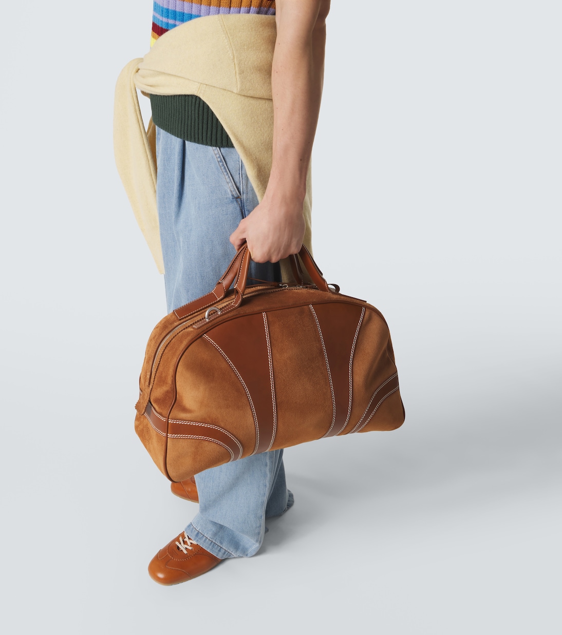 Bolso de viaje de ante con piel | Dries Van Noten