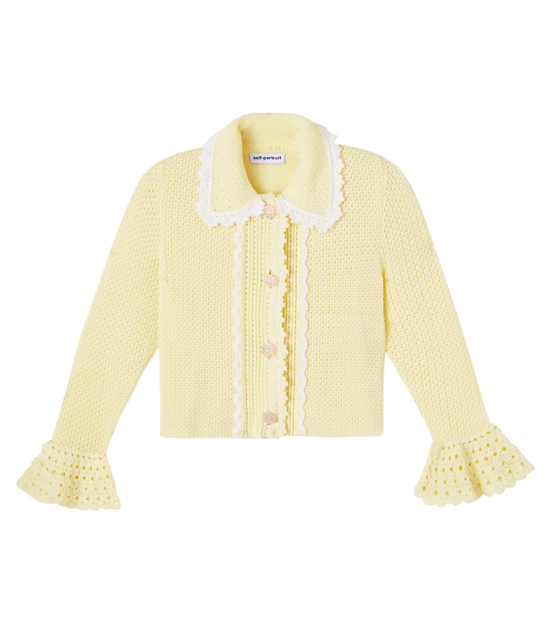 Crystal-embellished pointelle cardigan | Self-Portrait Kids