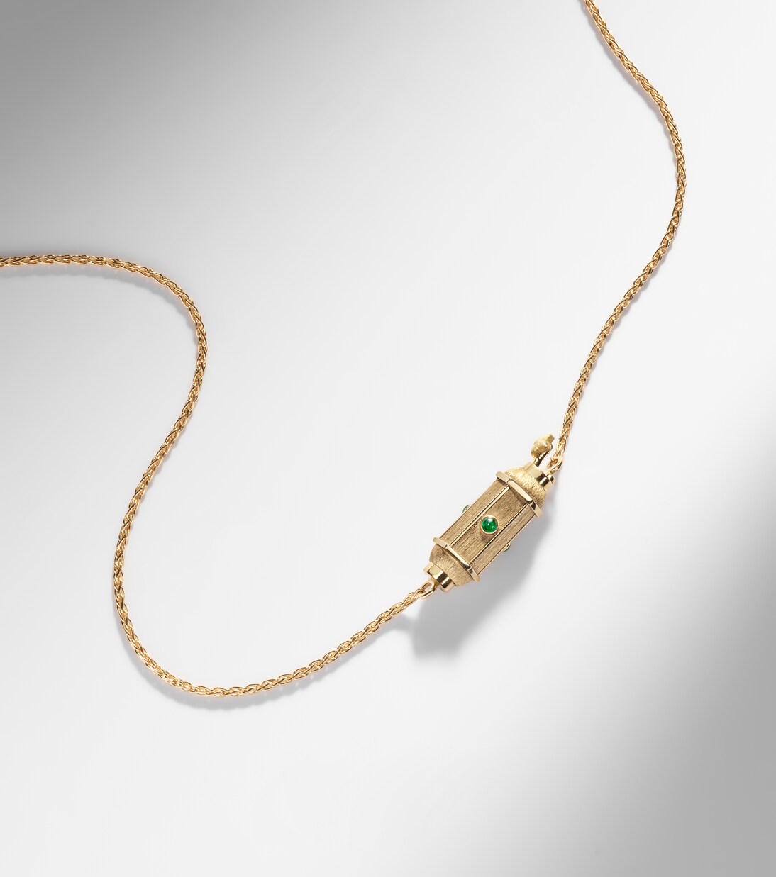 Coco Micro 18kt gold locket necklace with emeralds | Marie Lichtenberg