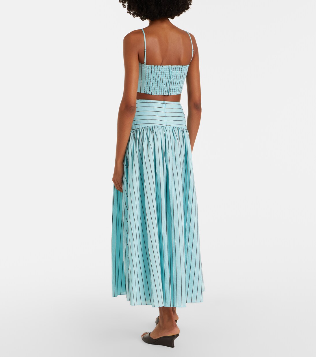 Falda larga Procida en mezcla de algodón a rayas | Staud