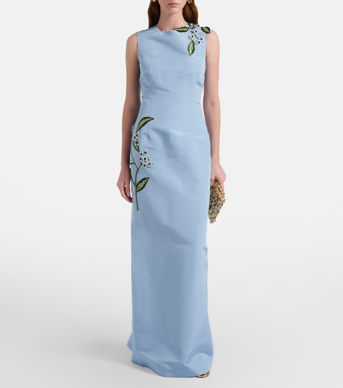 Abito lungo Porcelain Flower in seta | Oscar de la Renta