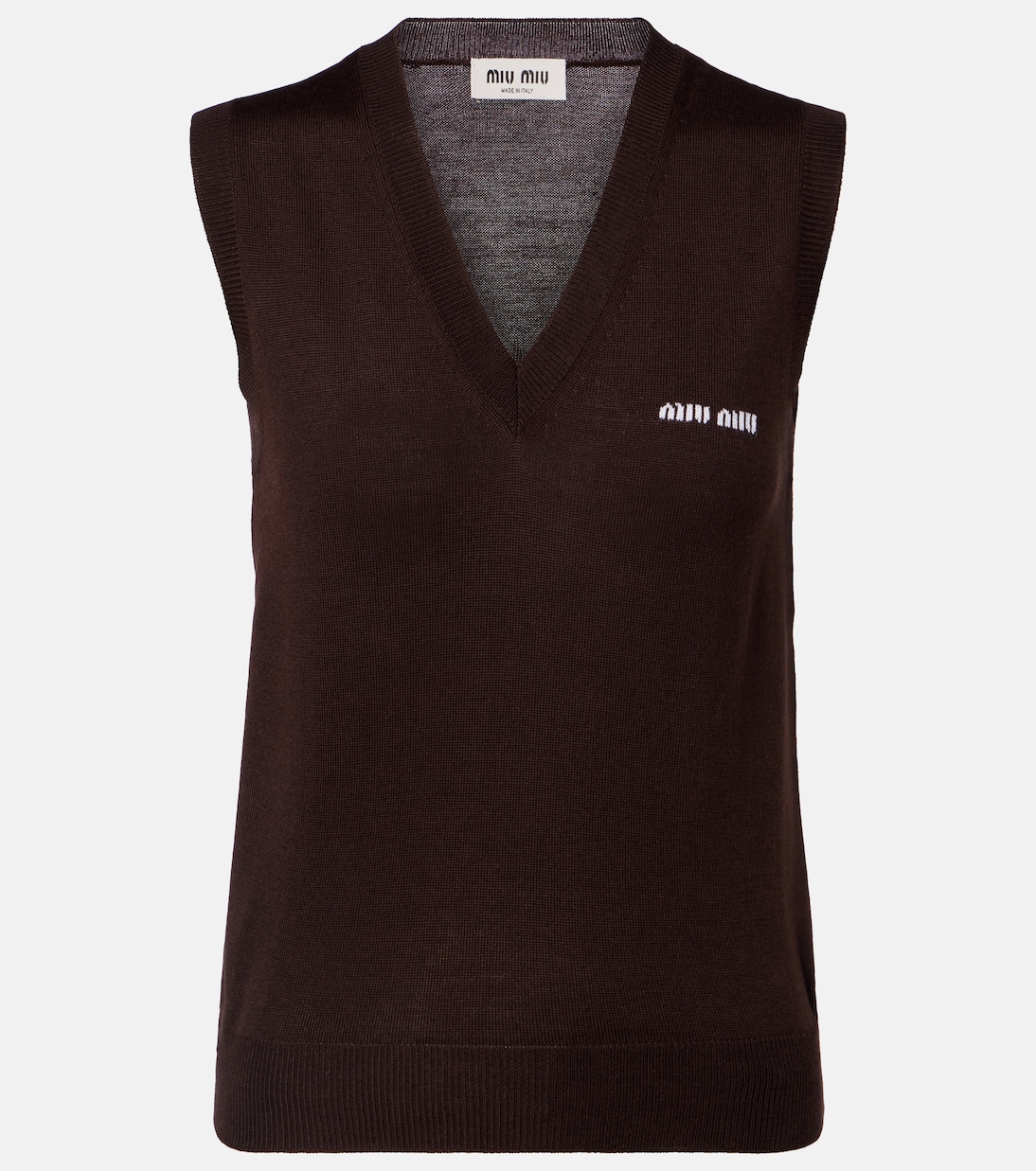 Logo virgin wool sweater vest | Miu Miu
