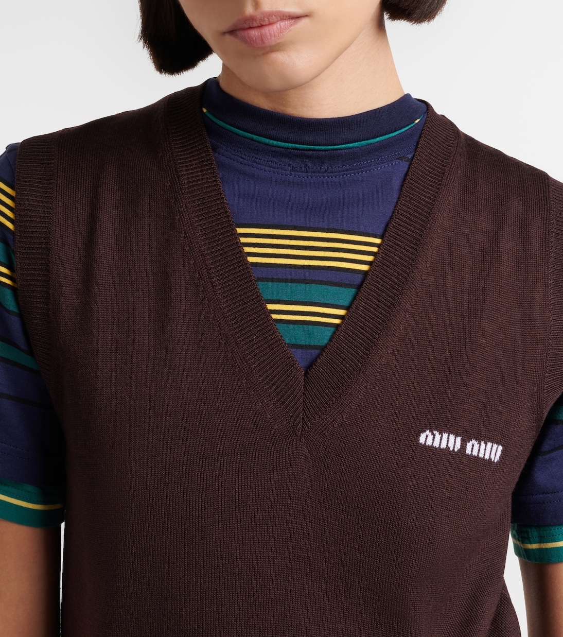 Logo virgin wool sweater vest | Miu Miu