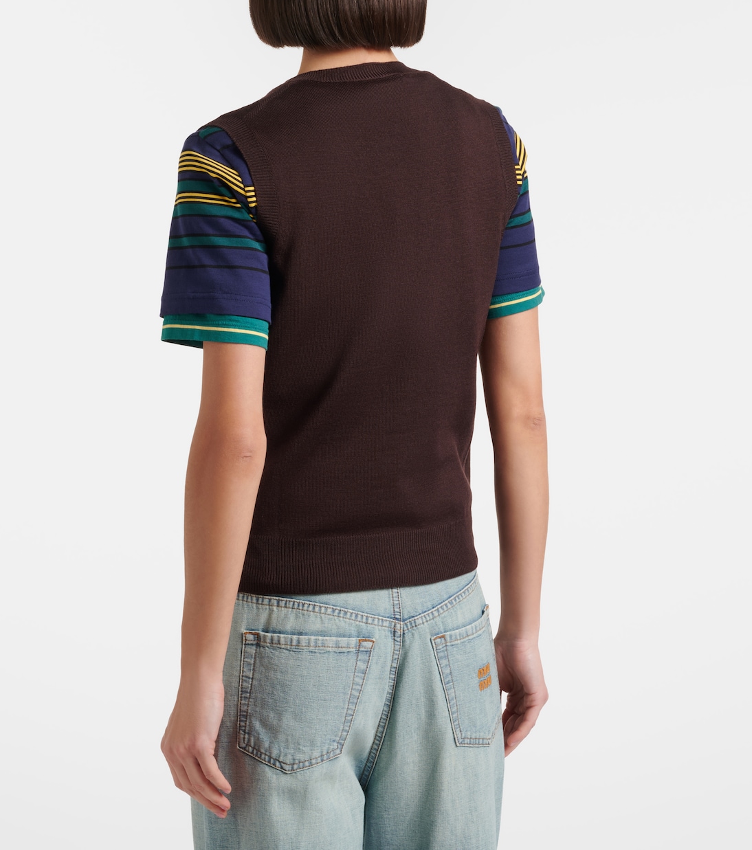 Logo virgin wool sweater vest | Miu Miu