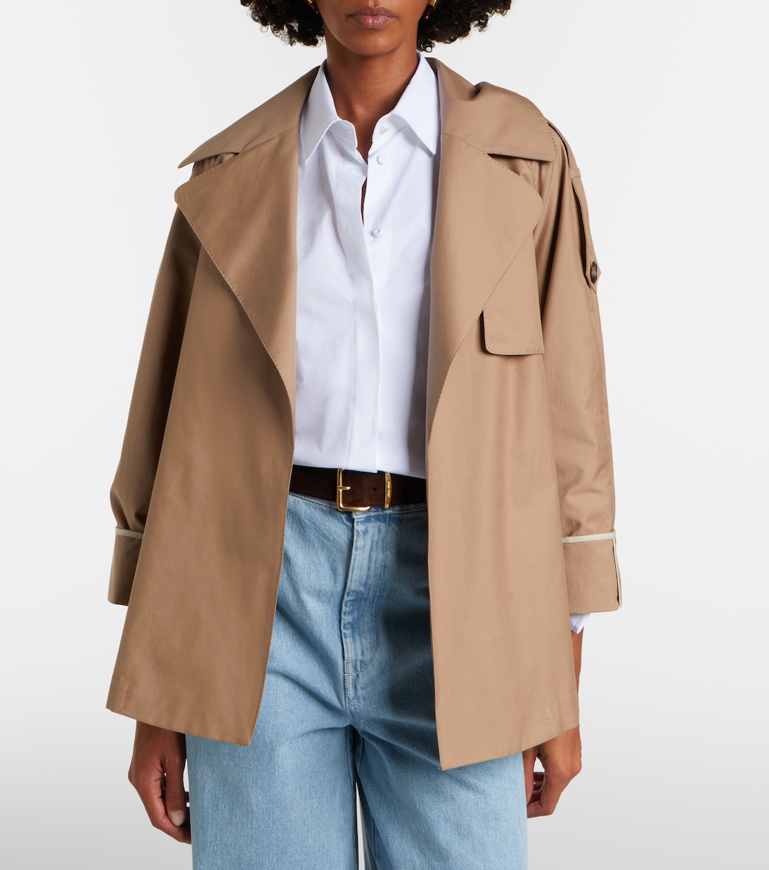 Clara 코튼 블렌드 개버딘 트렌치 코트 | Max Mara