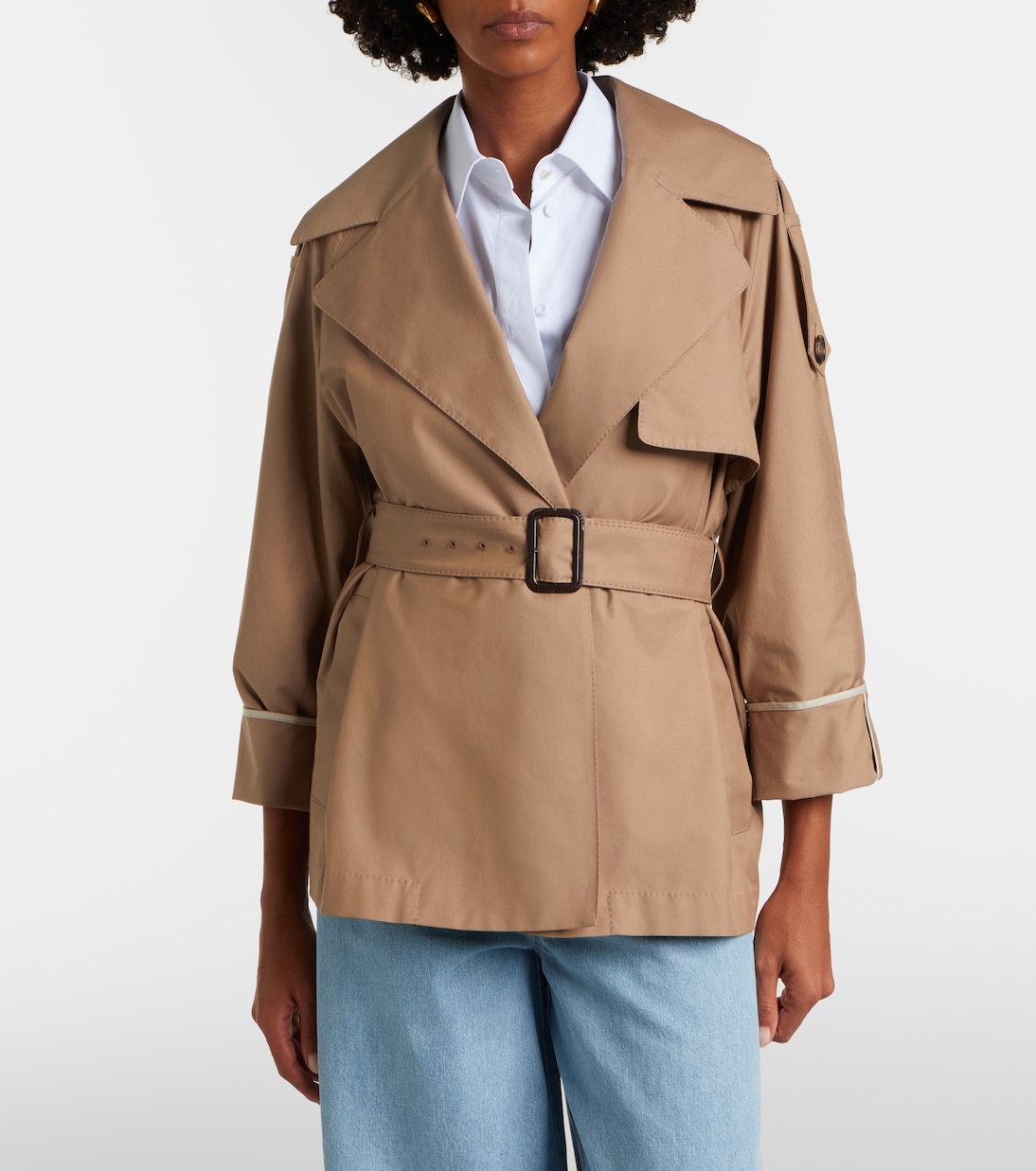 Clara 코튼 블렌드 개버딘 트렌치 코트 | Max Mara