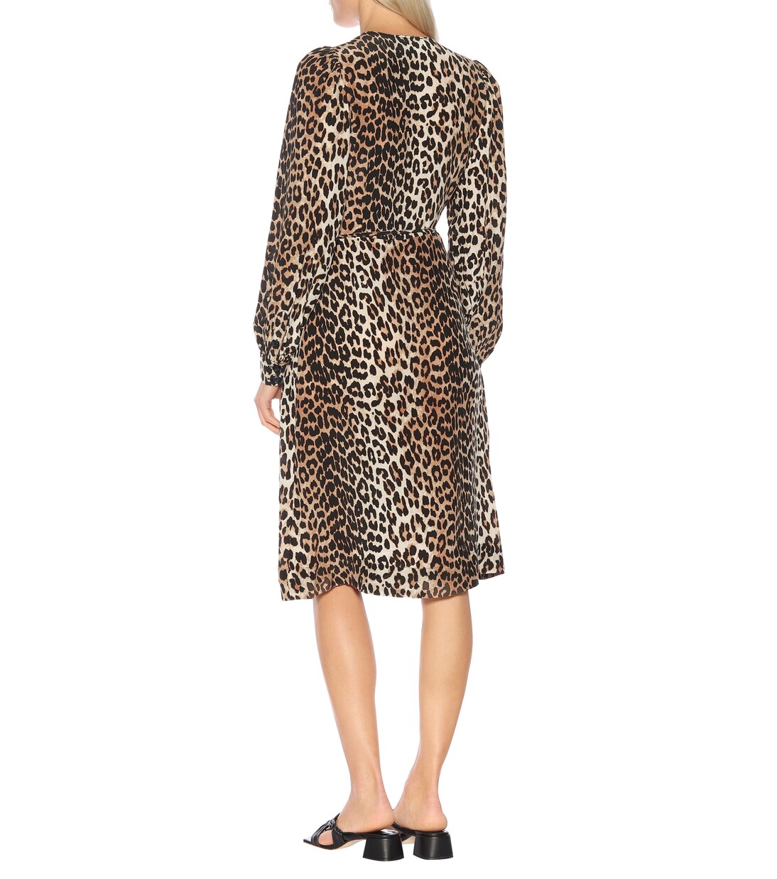 Robe portefeuille imprimée en soie mélangée | Ganni