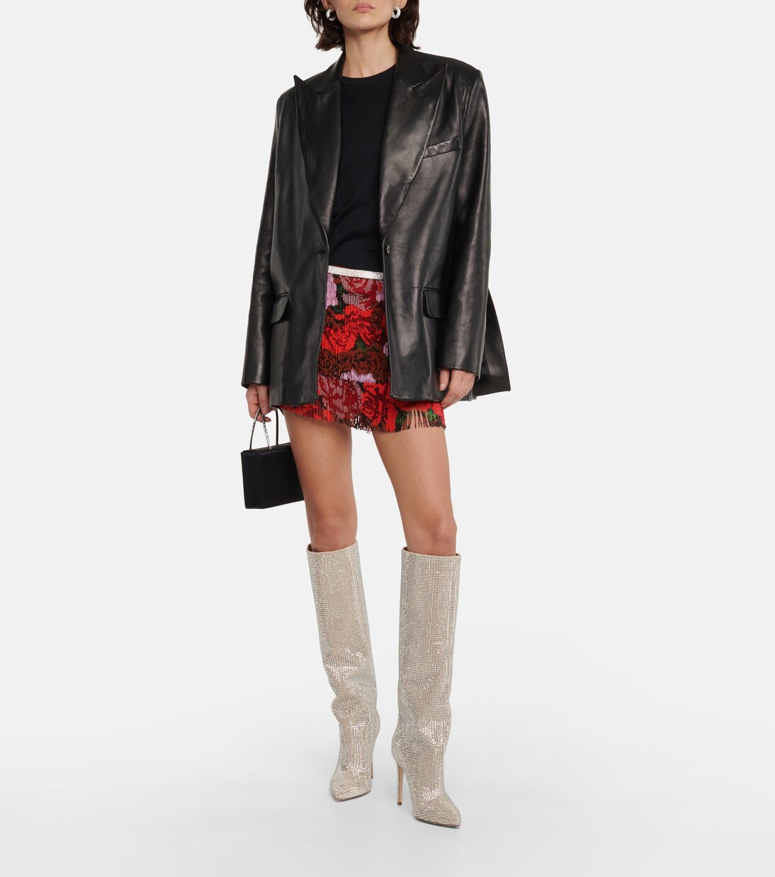 Stiefel aus Veloursleder mit Kristallen | Paris Texas