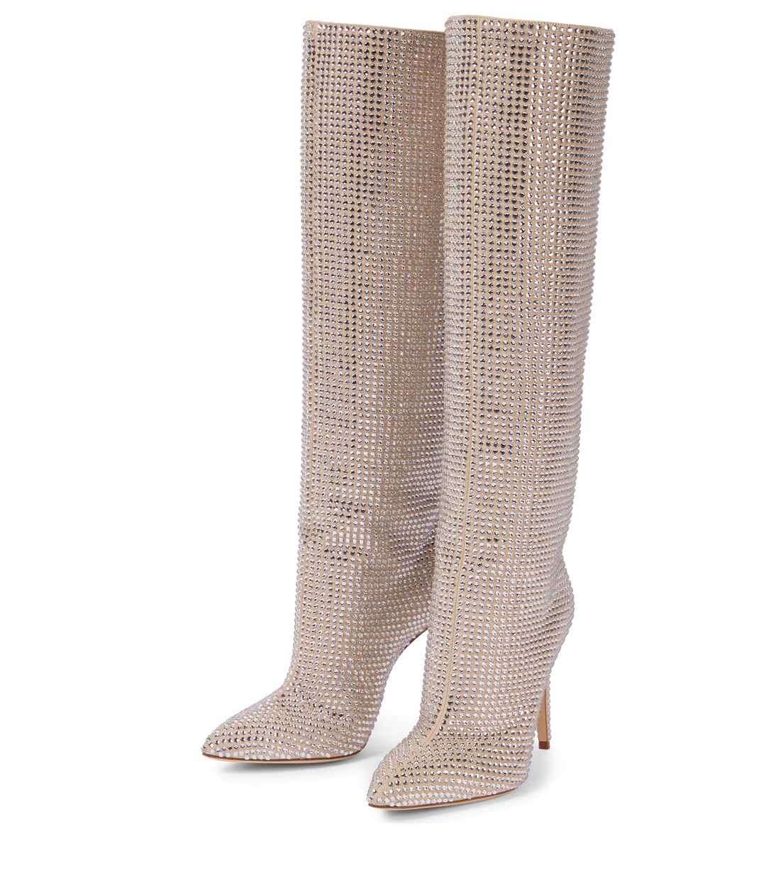 Stiefel aus Veloursleder mit Kristallen | Paris Texas