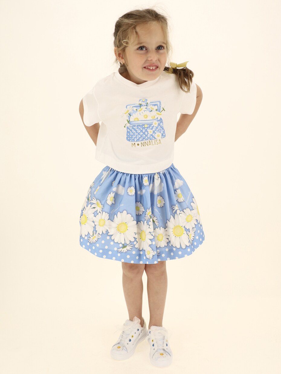 Daisy polka-dot cotton skirt | Monnalisa