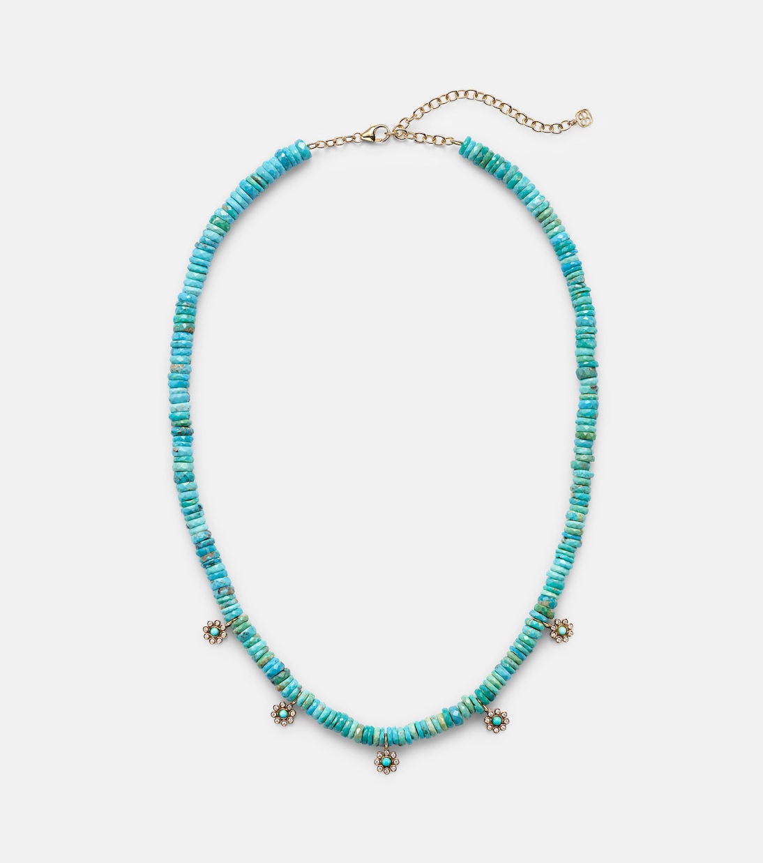 Halskette Daisy aus Türkis mit 14kt Gelbgold (585/1000) und Diamanten | Sydney Evan