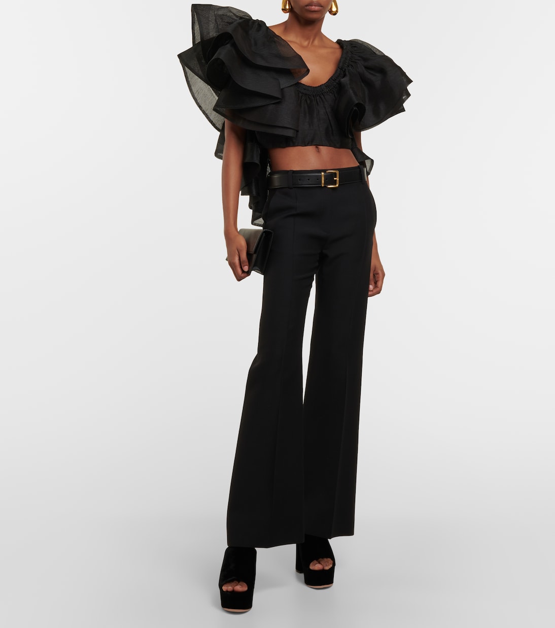 Plateau-Pantoletten Holly aus Samt | Gianvito Rossi