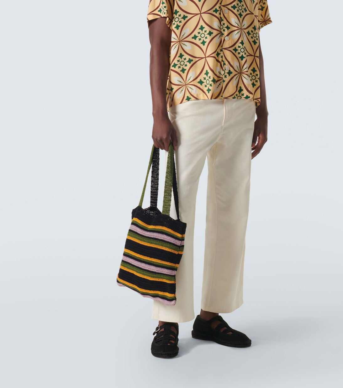 Harbor Stripe crochet cotton tote bag | Bode