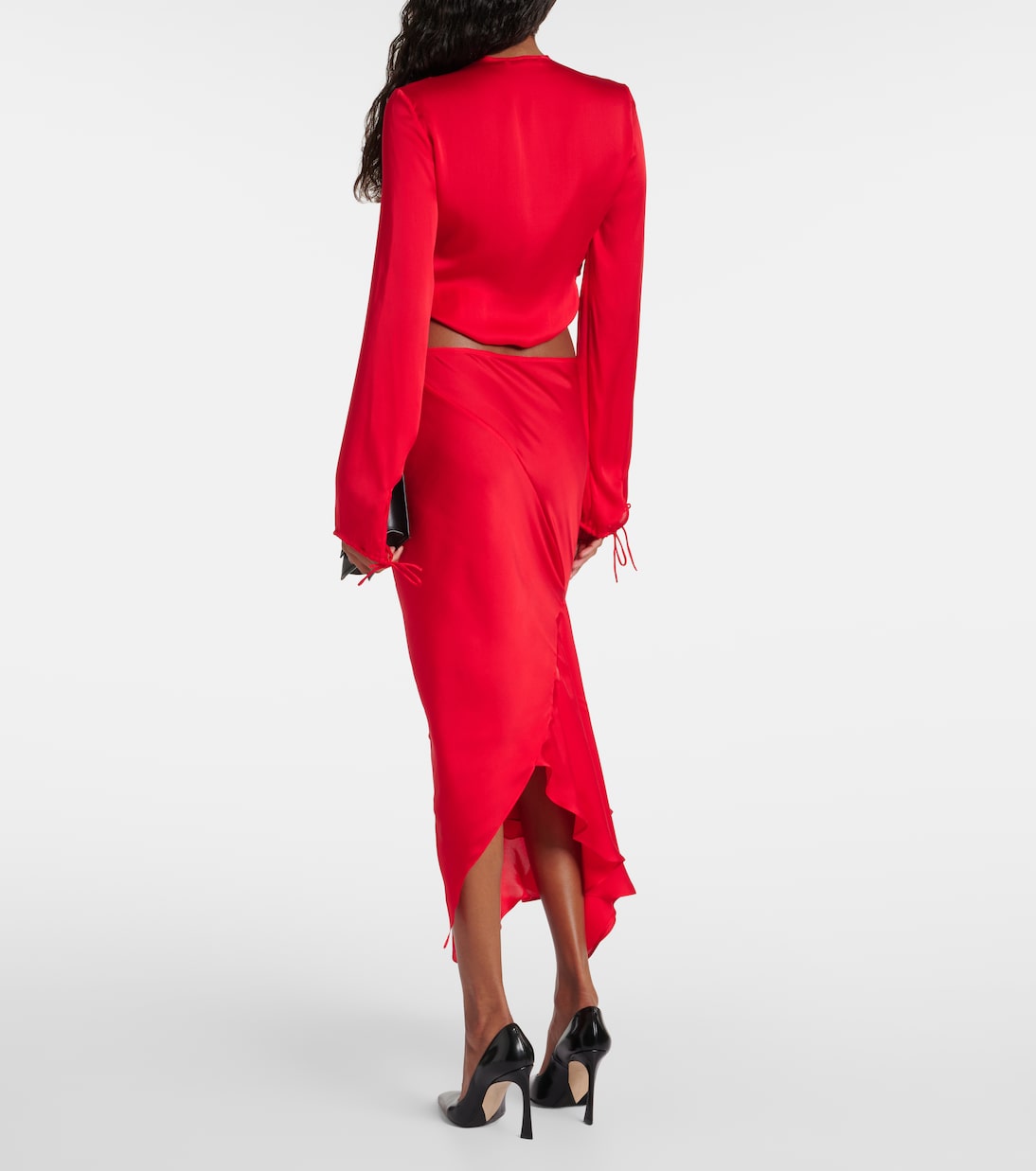 Deconstructed cutout silk midi skirt | Acne Studios