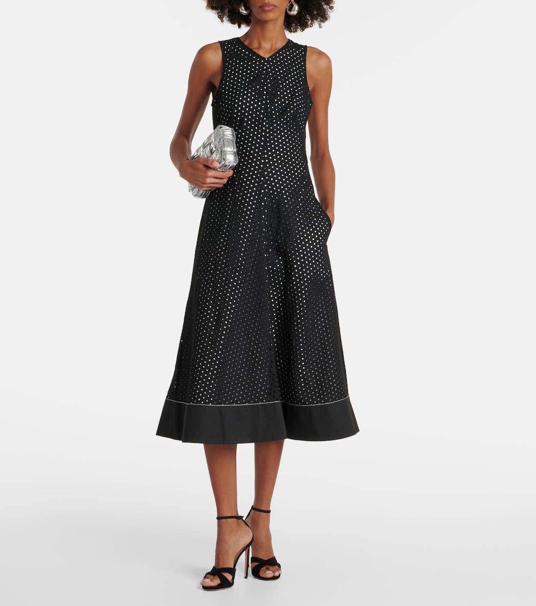 White Label - Abito midi Juno in misto cotone sangallo | Proenza Schouler