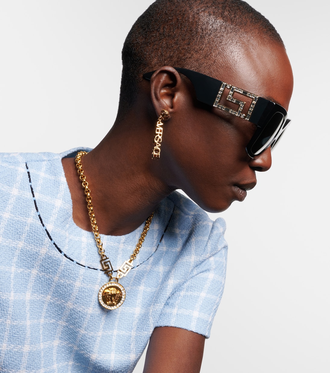 Greca embellished oversized sunglasses | Versace