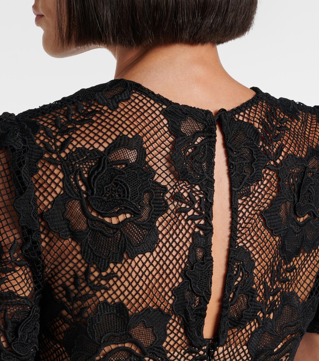 Robe midi en dentelle et velours | Self-Portrait