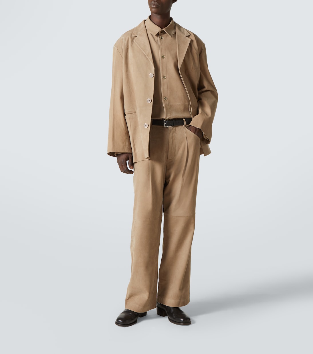 DC mid-rise pleated suede wide-leg pants | Entire Studios