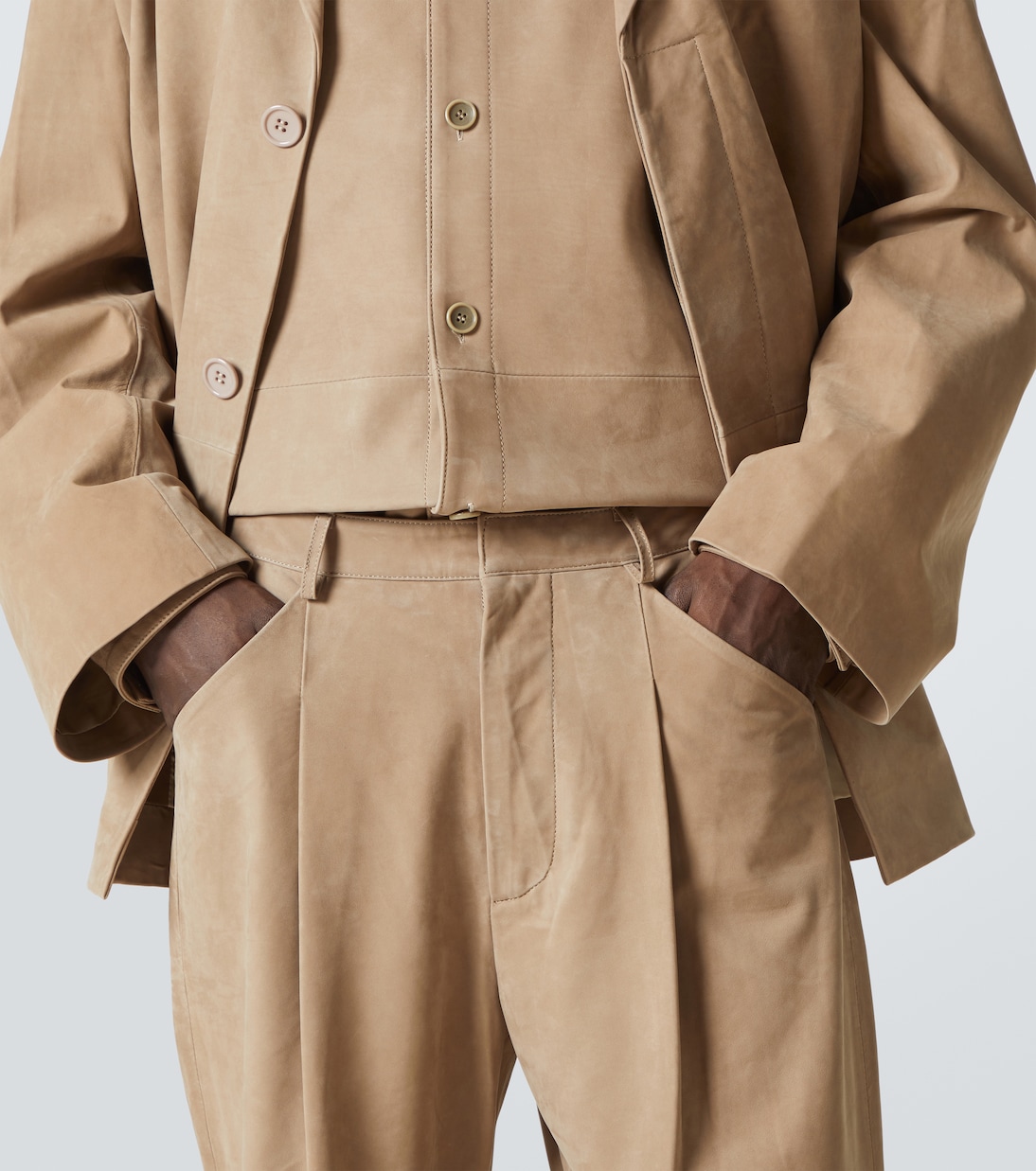 DC mid-rise pleated suede wide-leg pants | Entire Studios