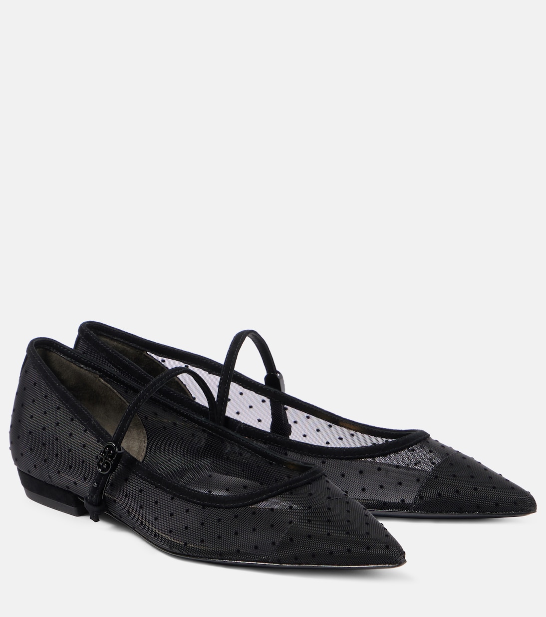 Suede-trimmed mesh Mary Jane flats | Tory Burch