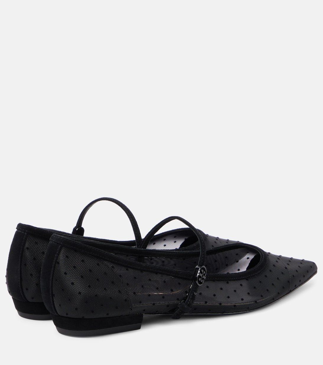 Suede-trimmed mesh Mary Jane flats | Tory Burch