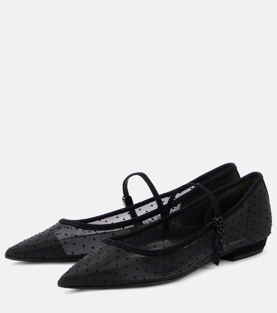 Suede-trimmed mesh Mary Jane flats | Tory Burch