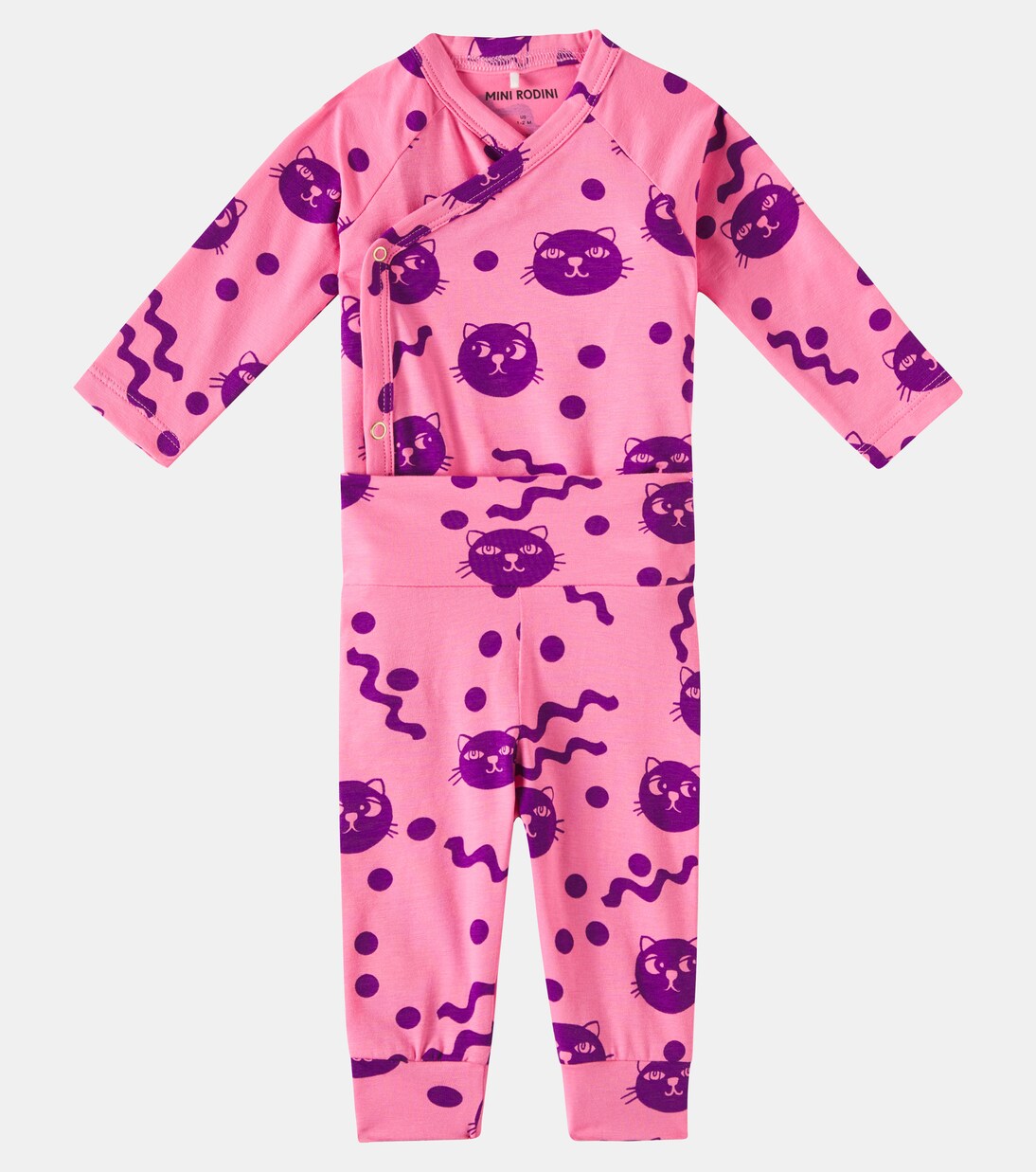 Baby Squiggly Cats bodysuit and leggings set | Mini Rodini