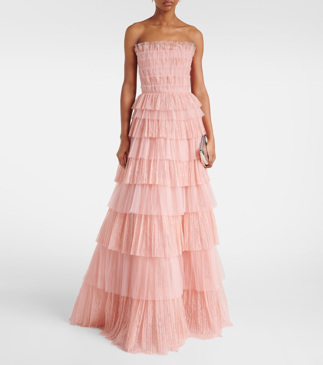 Abito lungo Trissa in tulle e pizzo | Costarellos