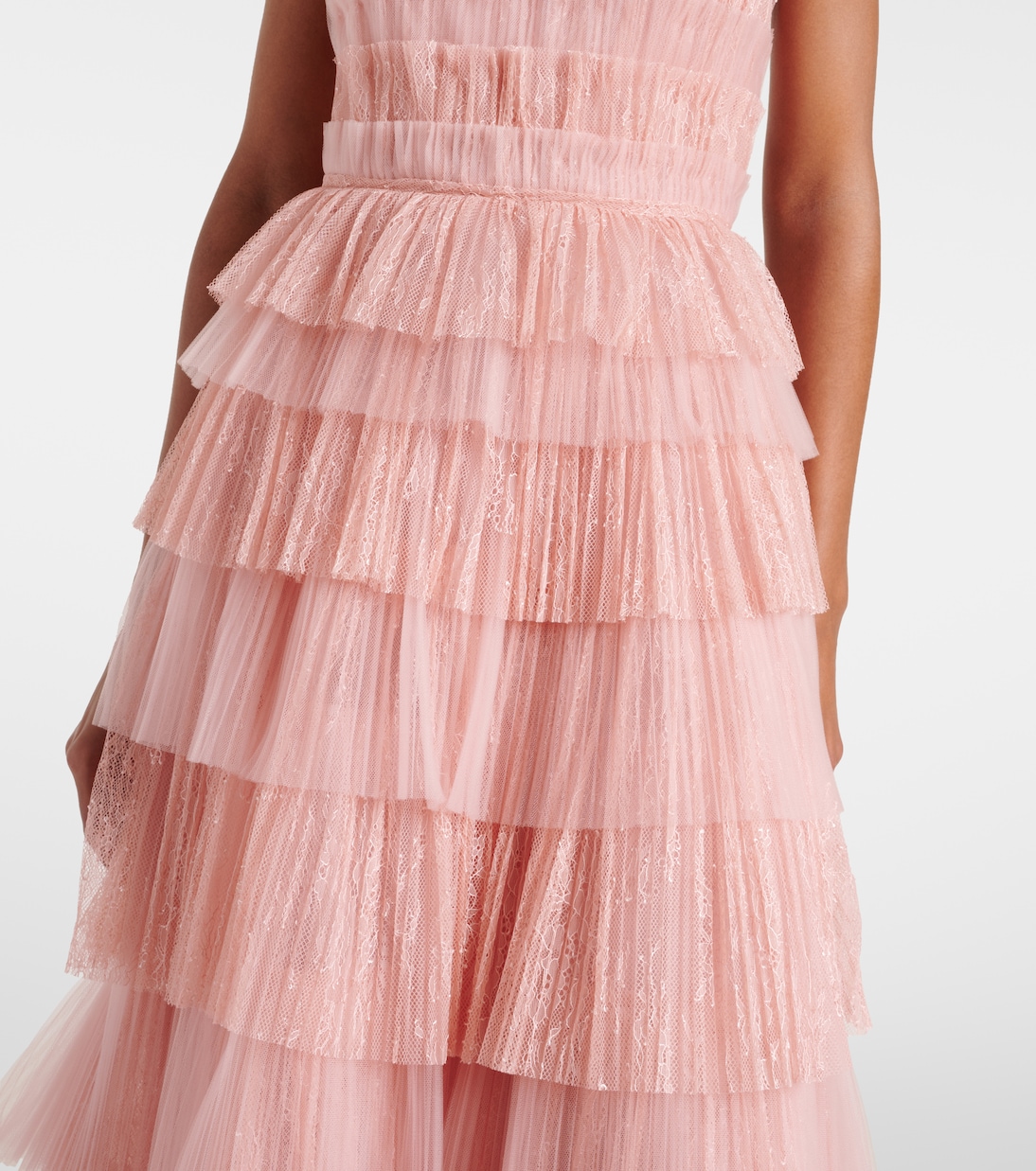 Abito lungo Trissa in tulle e pizzo | Costarellos