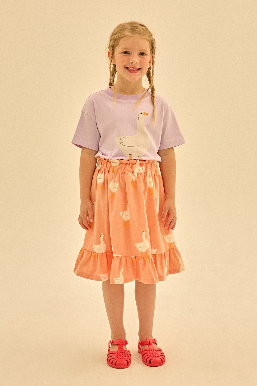 Duck printed ruffled cotton jersey skirt | Jellymallow