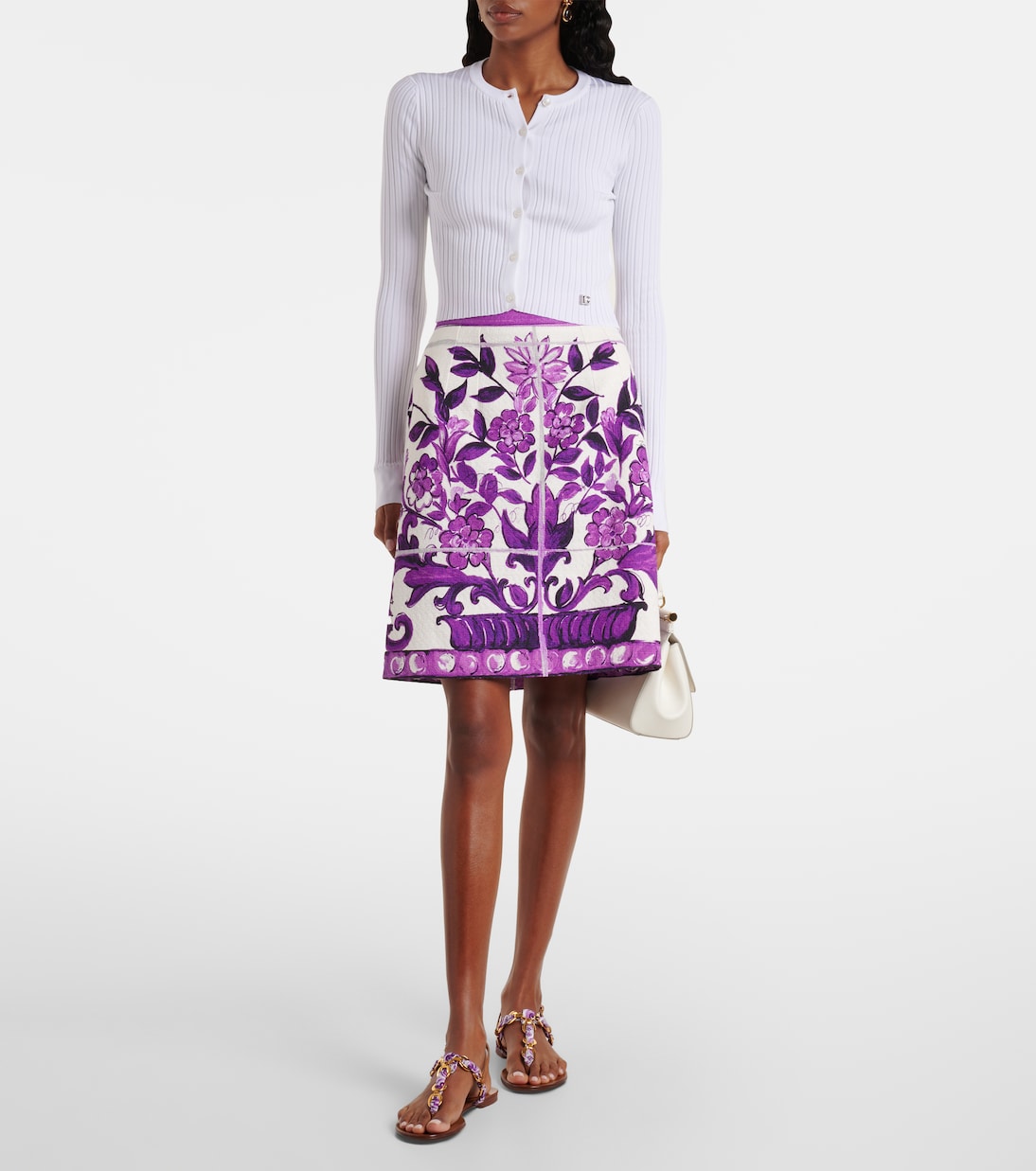 Majolica cotton and linen-blend miniskirt | Dolce&Gabbana