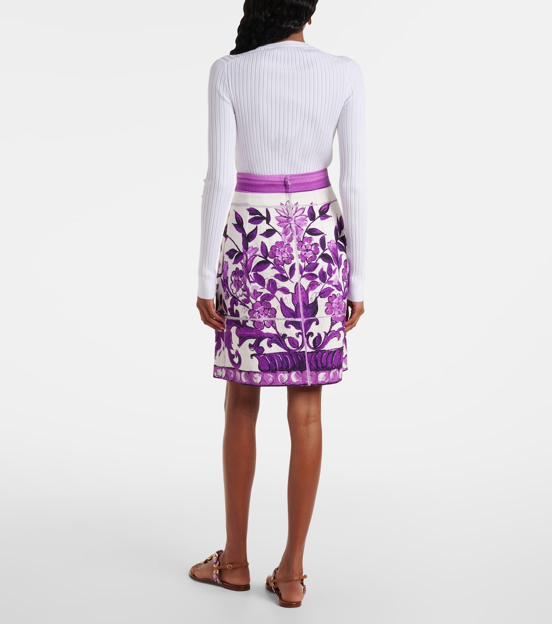 Majolica cotton and linen-blend miniskirt | Dolce&Gabbana