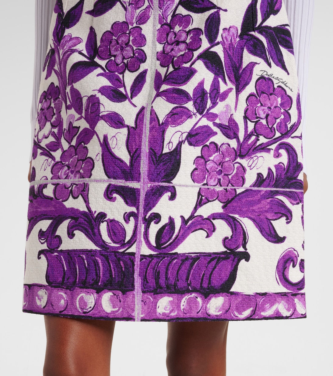 Majolica cotton and linen-blend miniskirt | Dolce&Gabbana