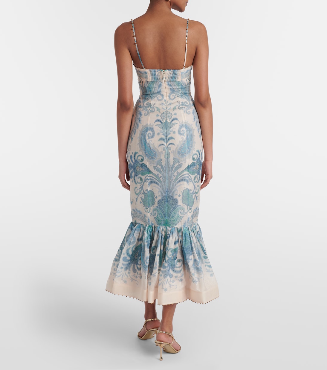 فستان كوكتيل من الحرير والكتّان Illuminate | Zimmermann