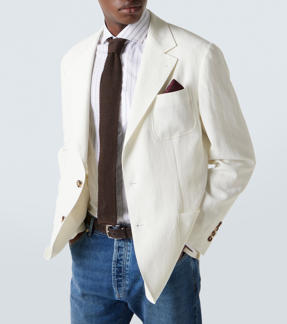 Camisa de popelín de algodón a rayas | Brunello Cucinelli