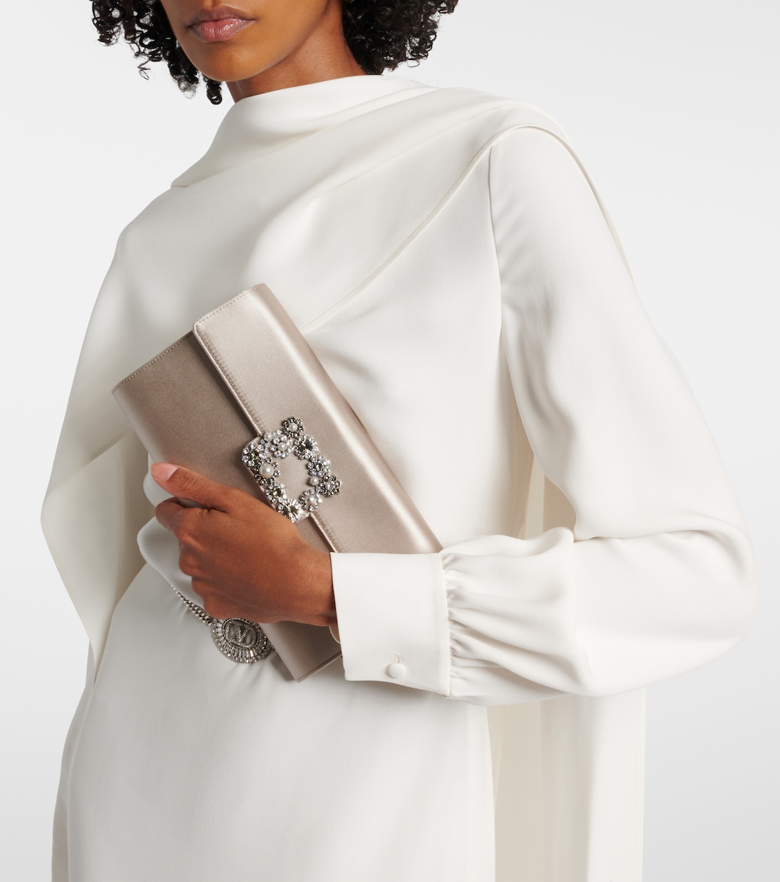 Envelope embellished satin clutch | Roger Vivier