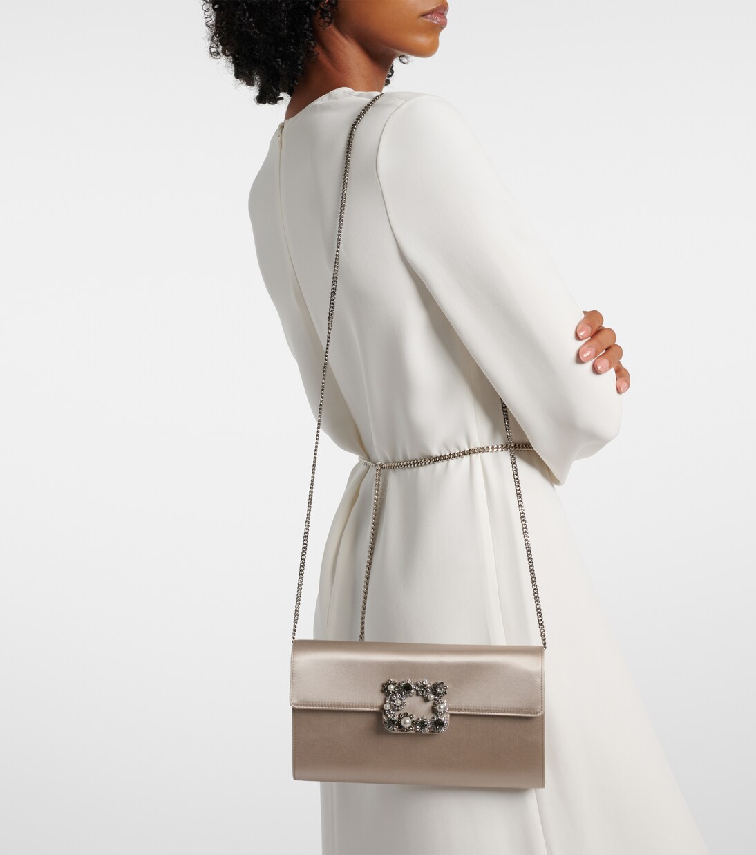 Envelope embellished satin clutch | Roger Vivier