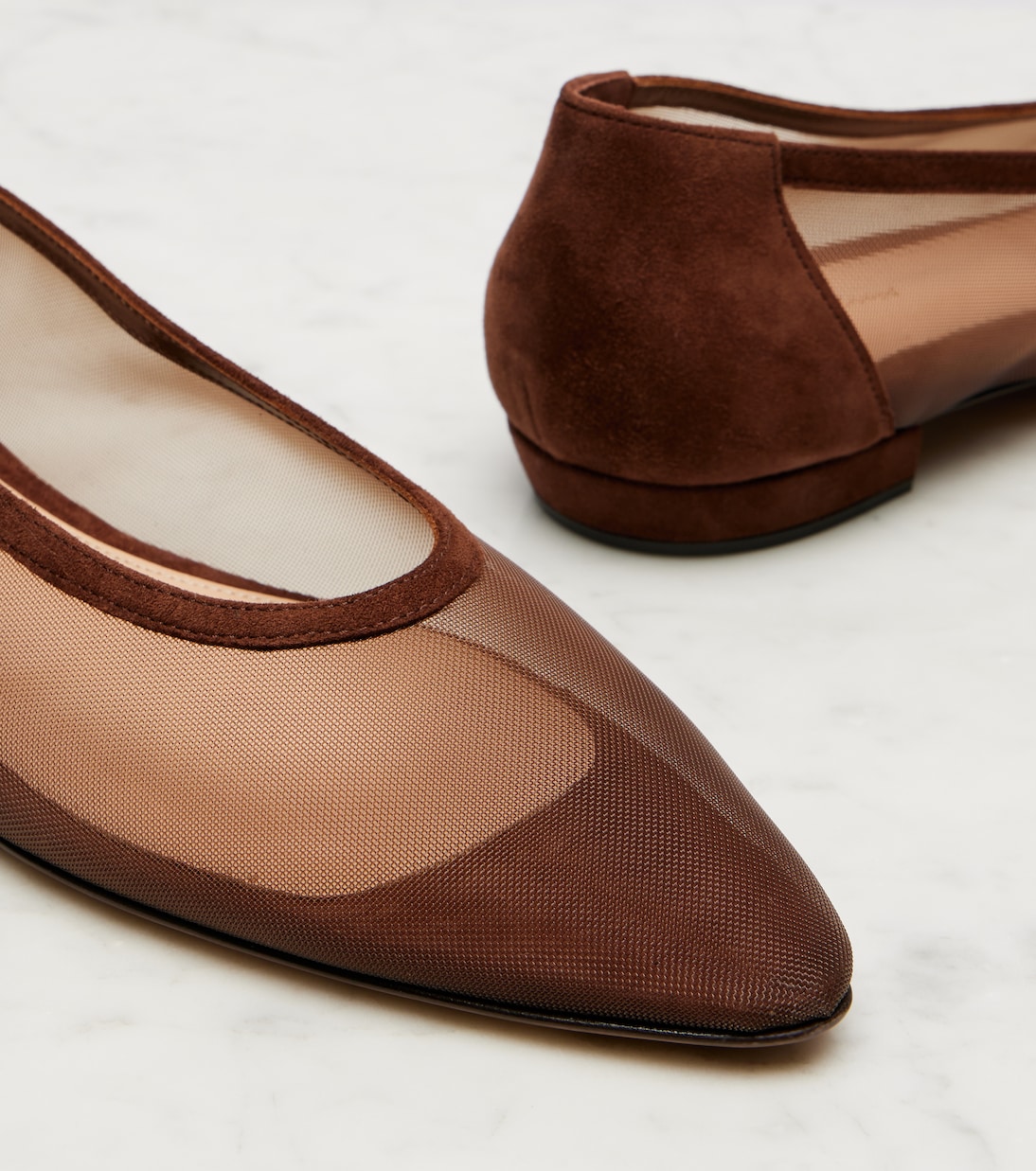 Ballerinas Amelia aus Organza mit Veloursleder | Gianvito Rossi