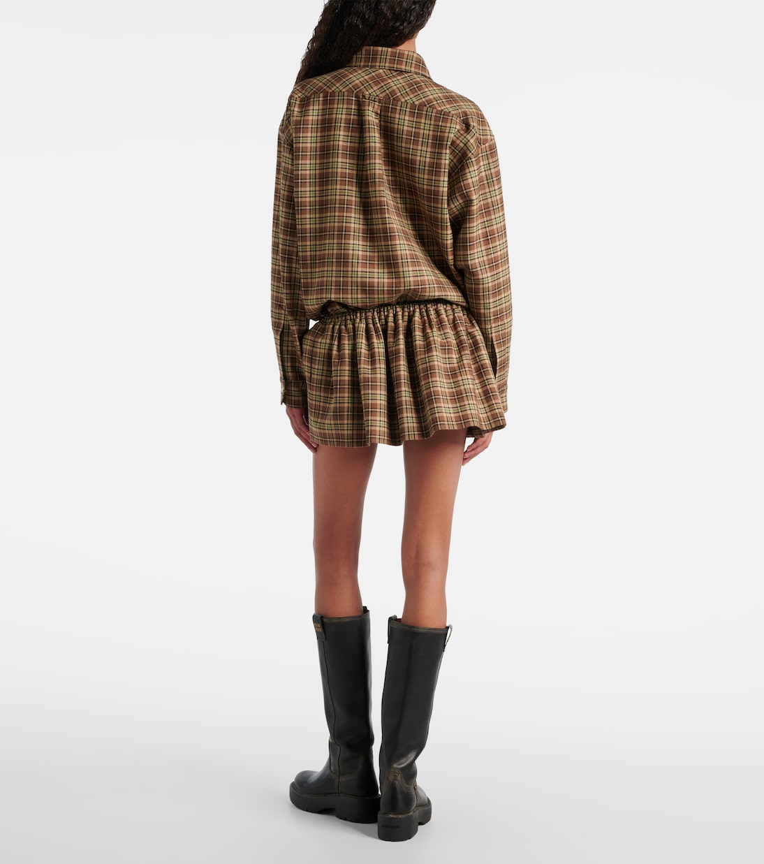 Plaid virgin wool miniskirt  | Miu Miu