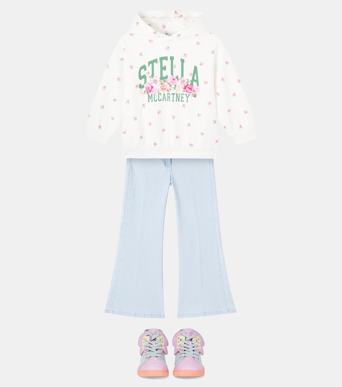 Floral logo cotton jersey hoodie | Stella McCartney Kids