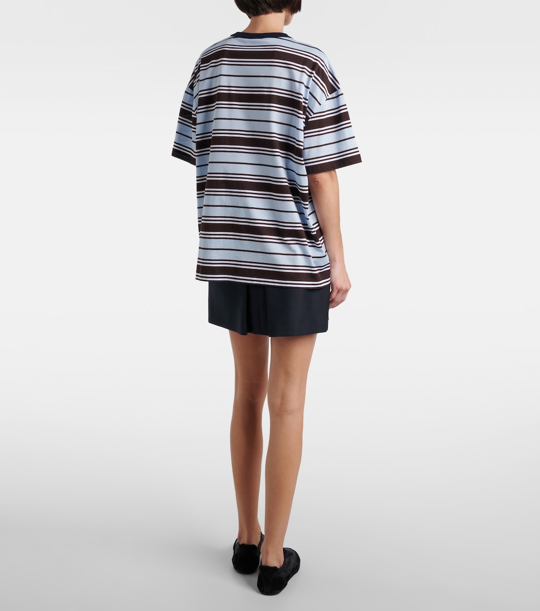 T-shirt rayé en coton | Prada