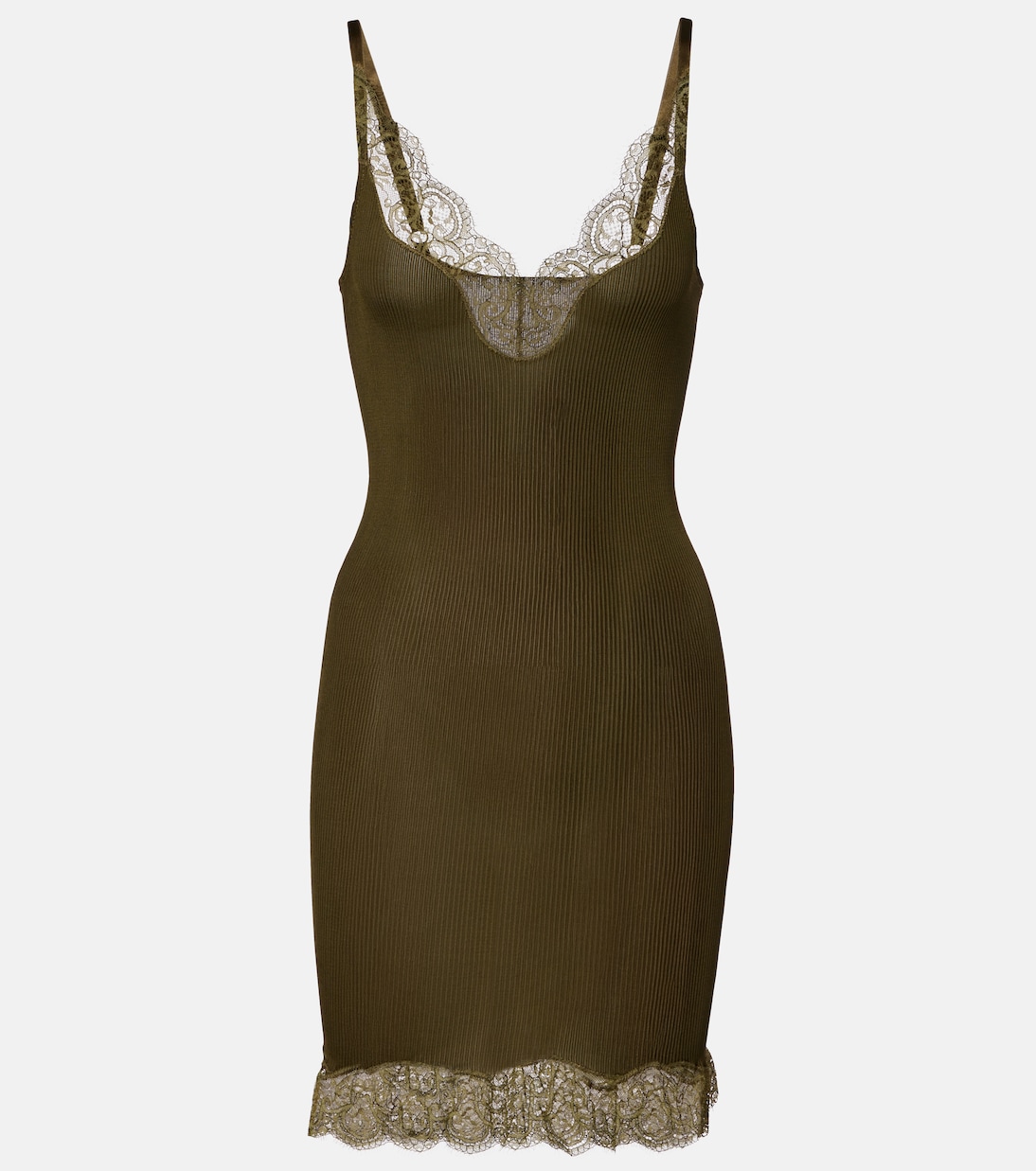 Lace-trimmed silk jersey slip dress | Saint Laurent