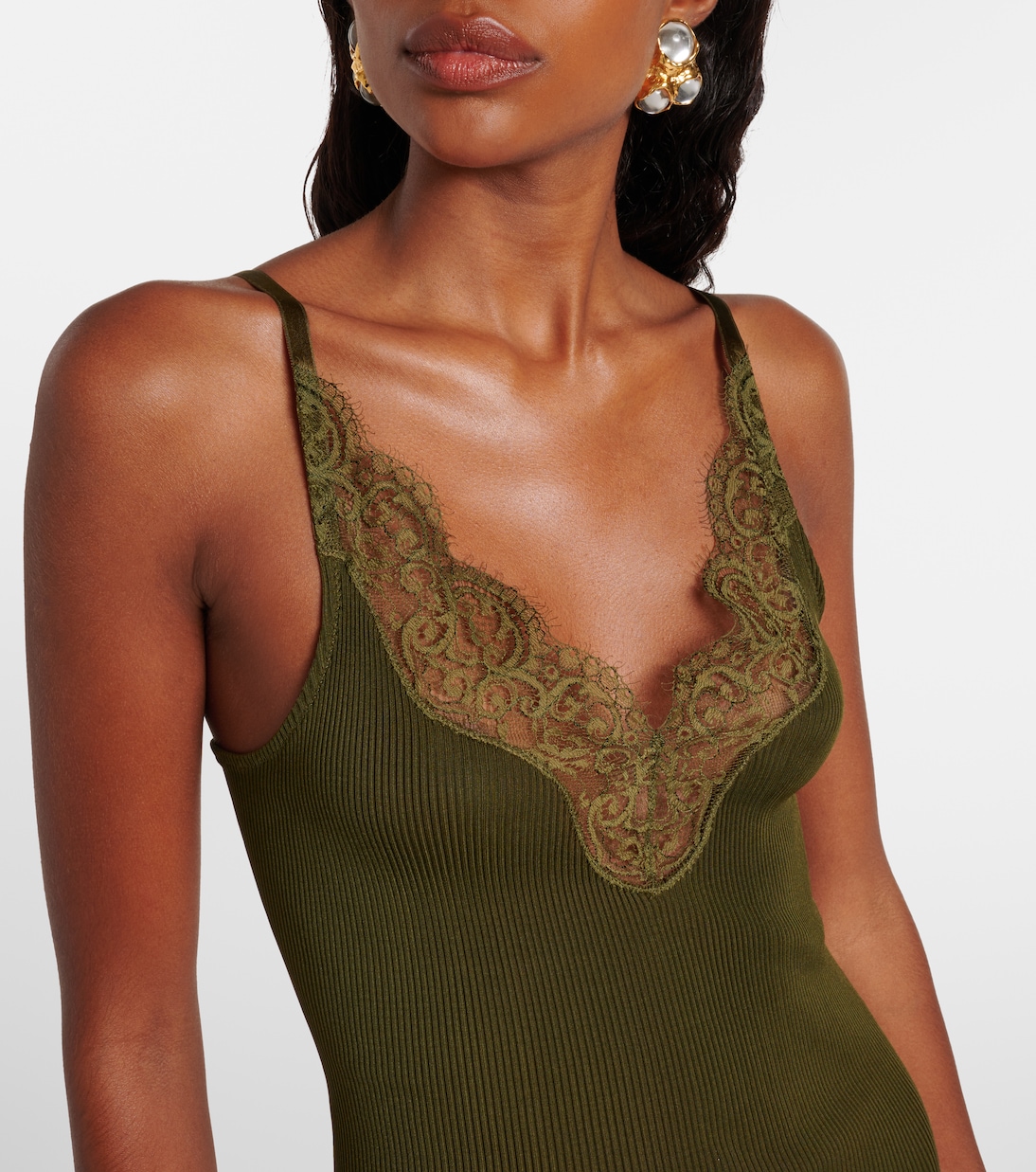 Lace-trimmed silk jersey slip dress | Saint Laurent