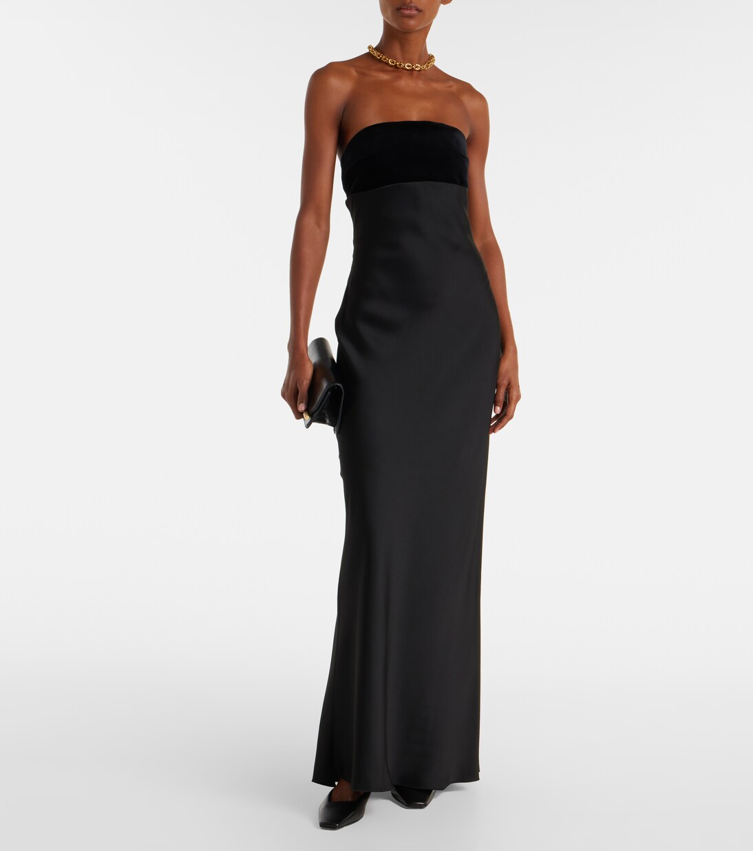 Baia velvet-trimmed satin bustier gown | Max Mara