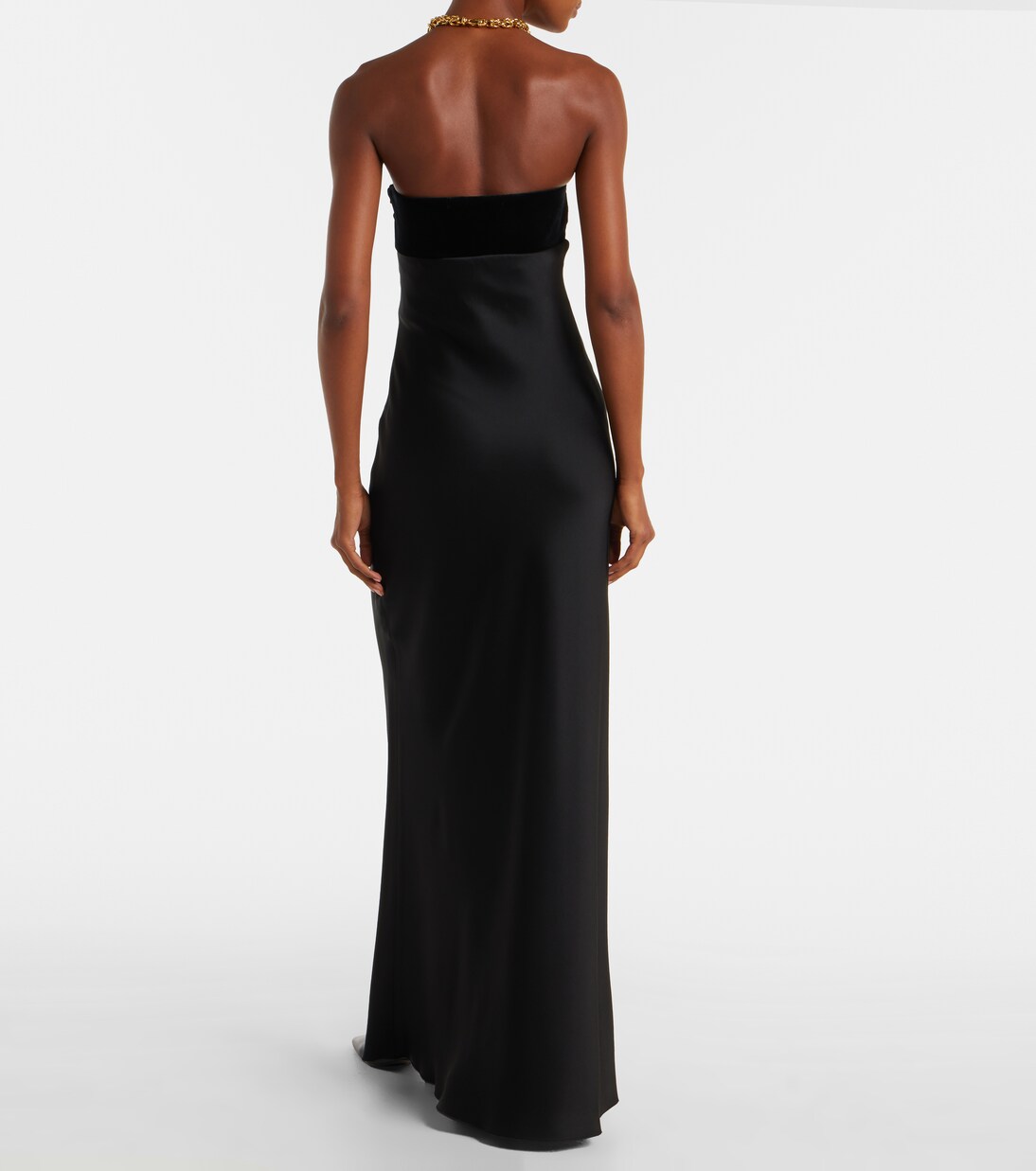 Baia velvet-trimmed satin bustier gown | Max Mara