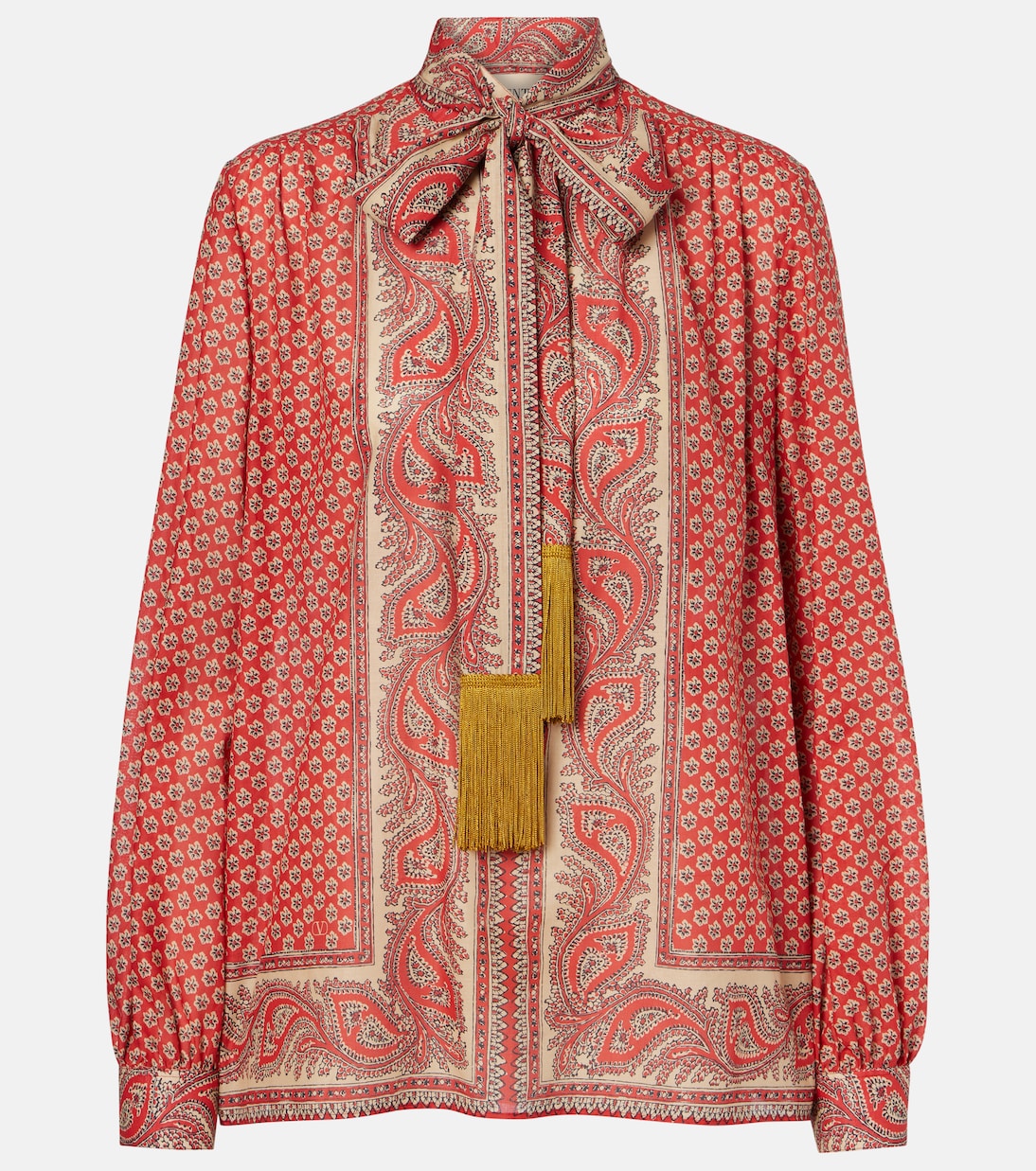 Printed tie-neck cotton blouse | Valentino