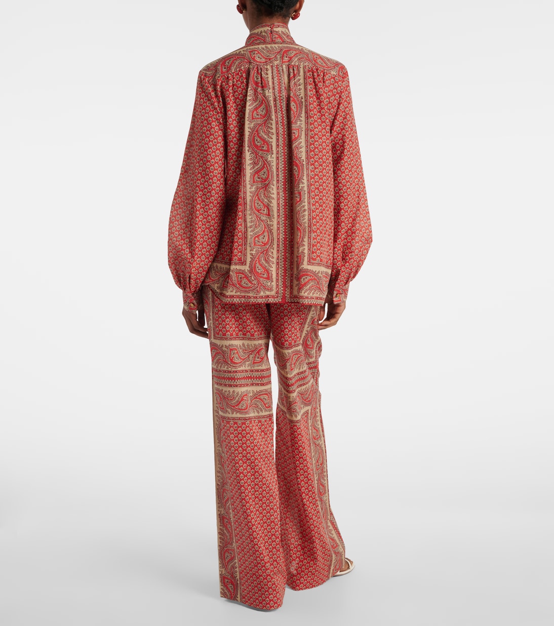 Printed tie-neck cotton blouse | Valentino