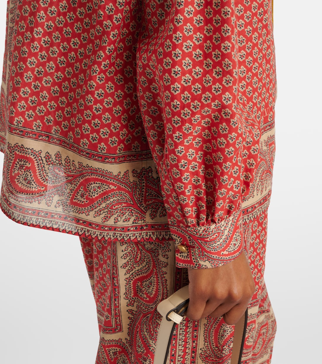 Printed tie-neck cotton blouse | Valentino